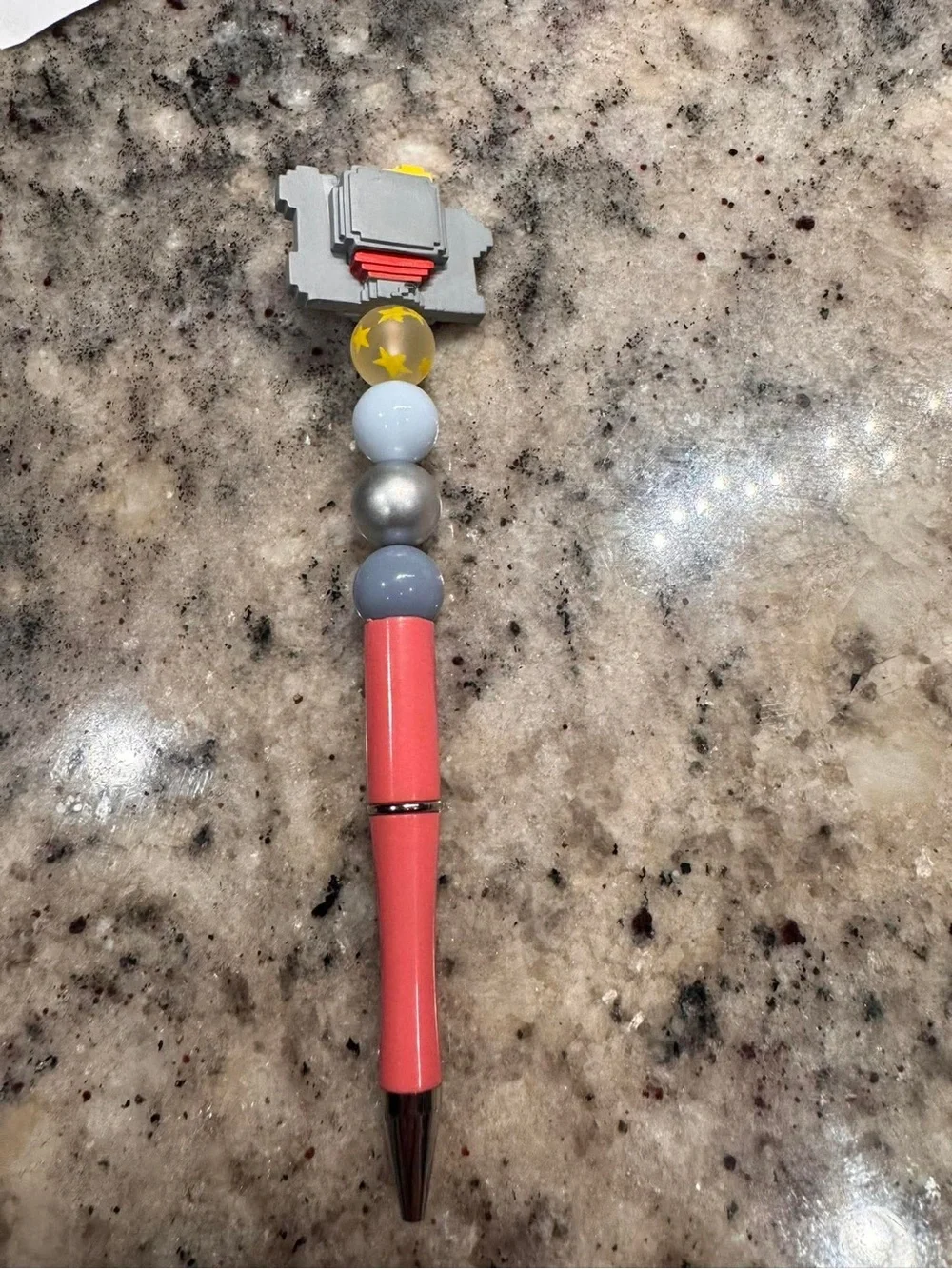 DUMBO Hand Crafted Pink Beaded Pen with Cartoon Elephant Top